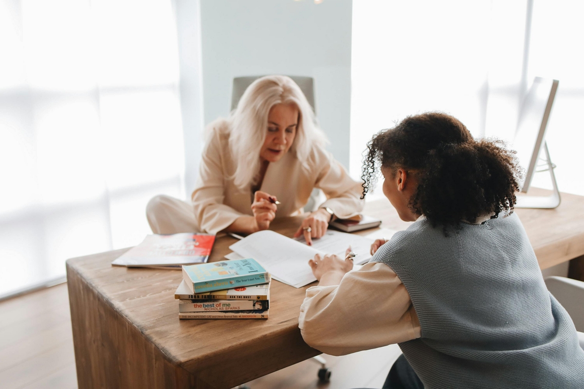 Mentor teaching a gifted student.